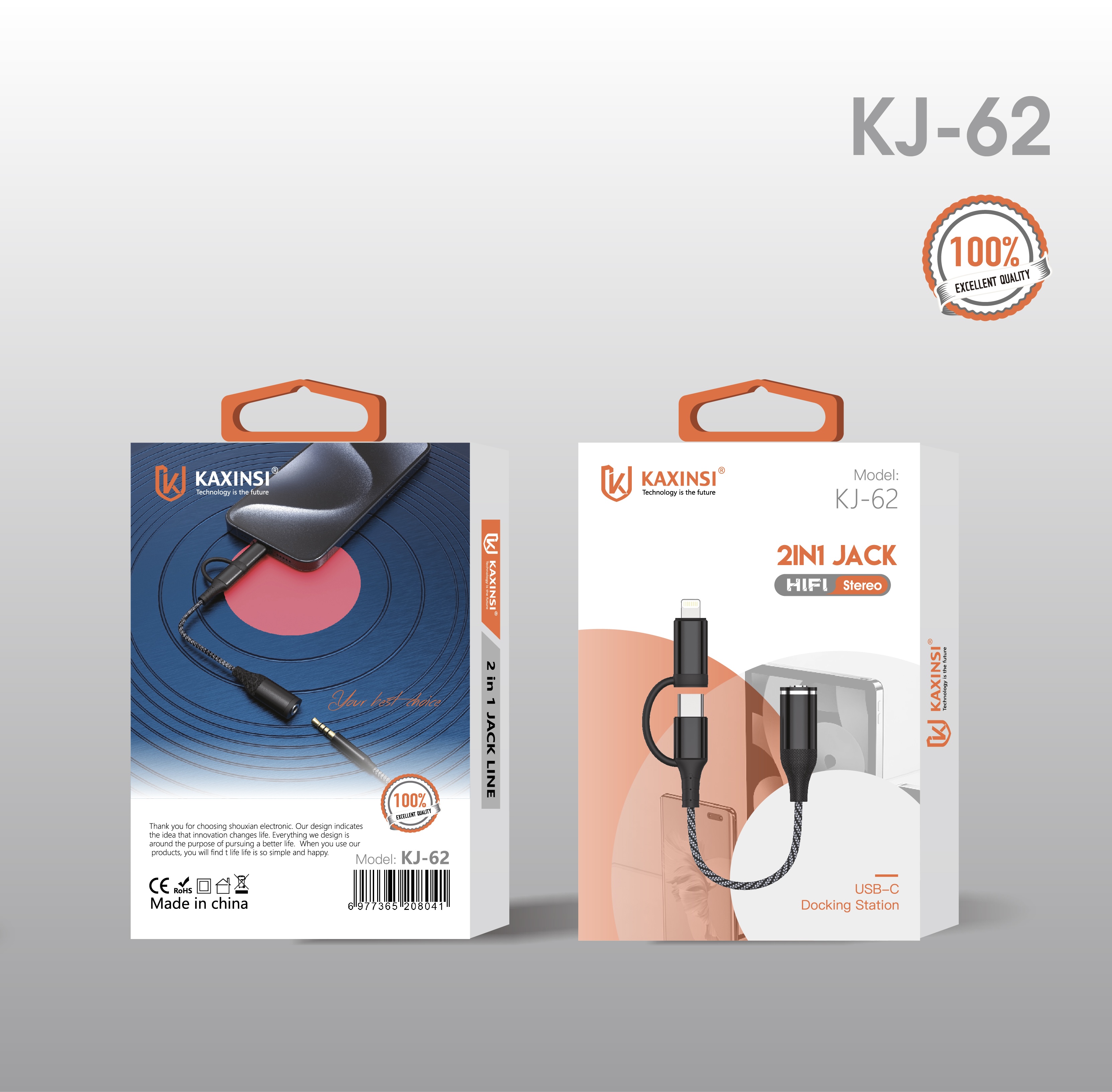 KAXINSI KJ-62 Jack 2 IN 1 JACK with 2 Type-C
