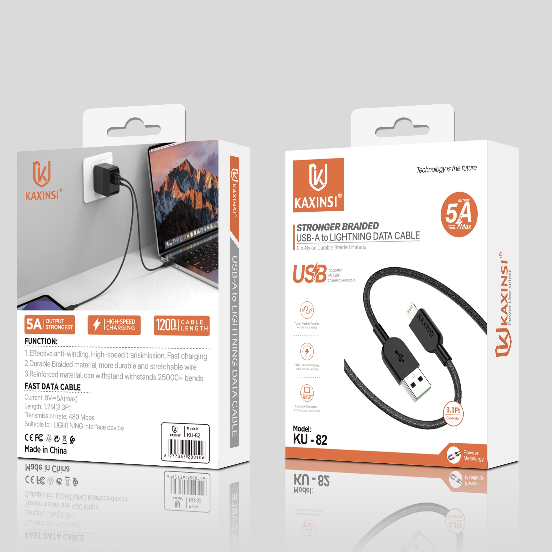 KAXINSI KU-82 5A Max USB-A to Type-C Bio-Nylon cable