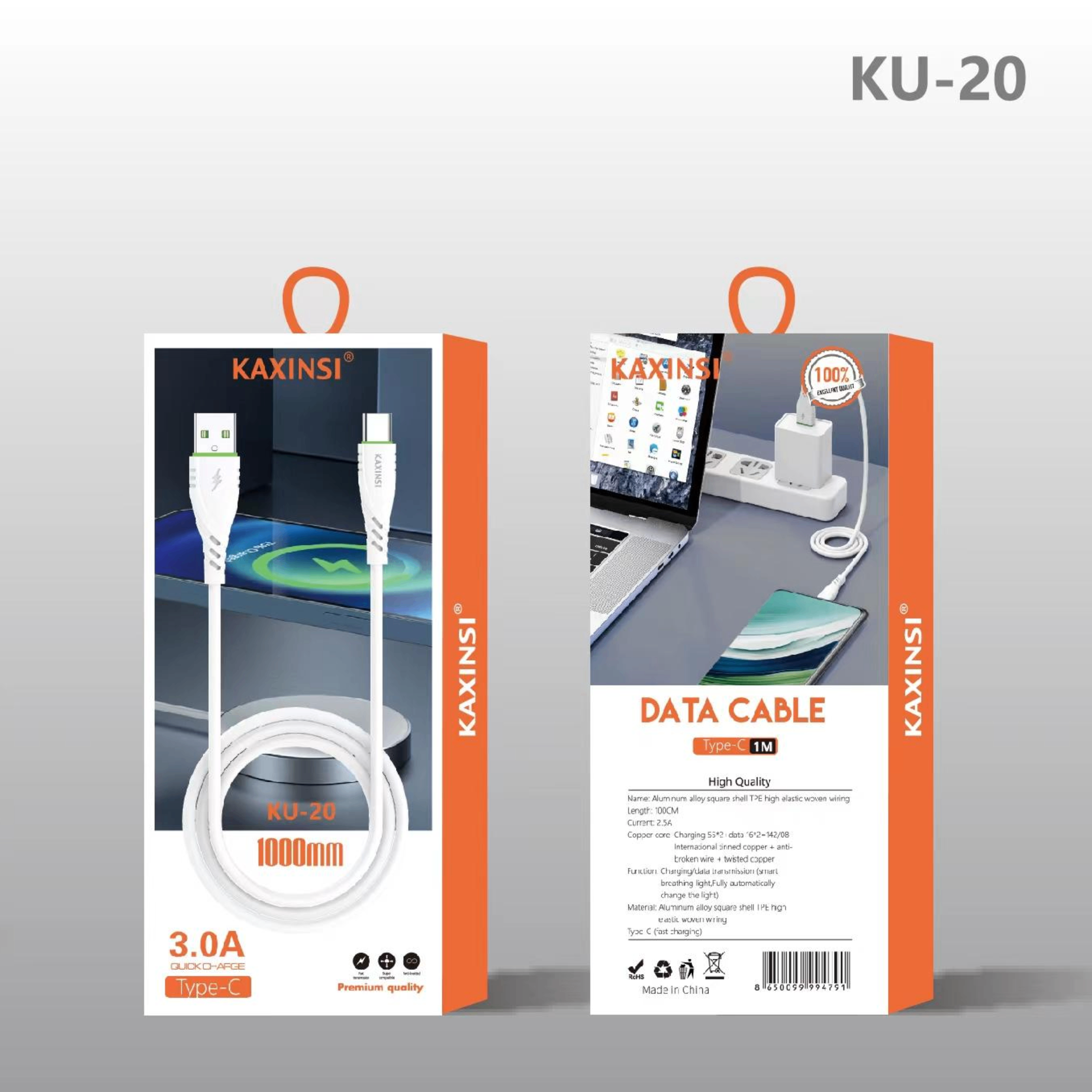KAXINSI KU-20 1meter 3A Data cable Type- C