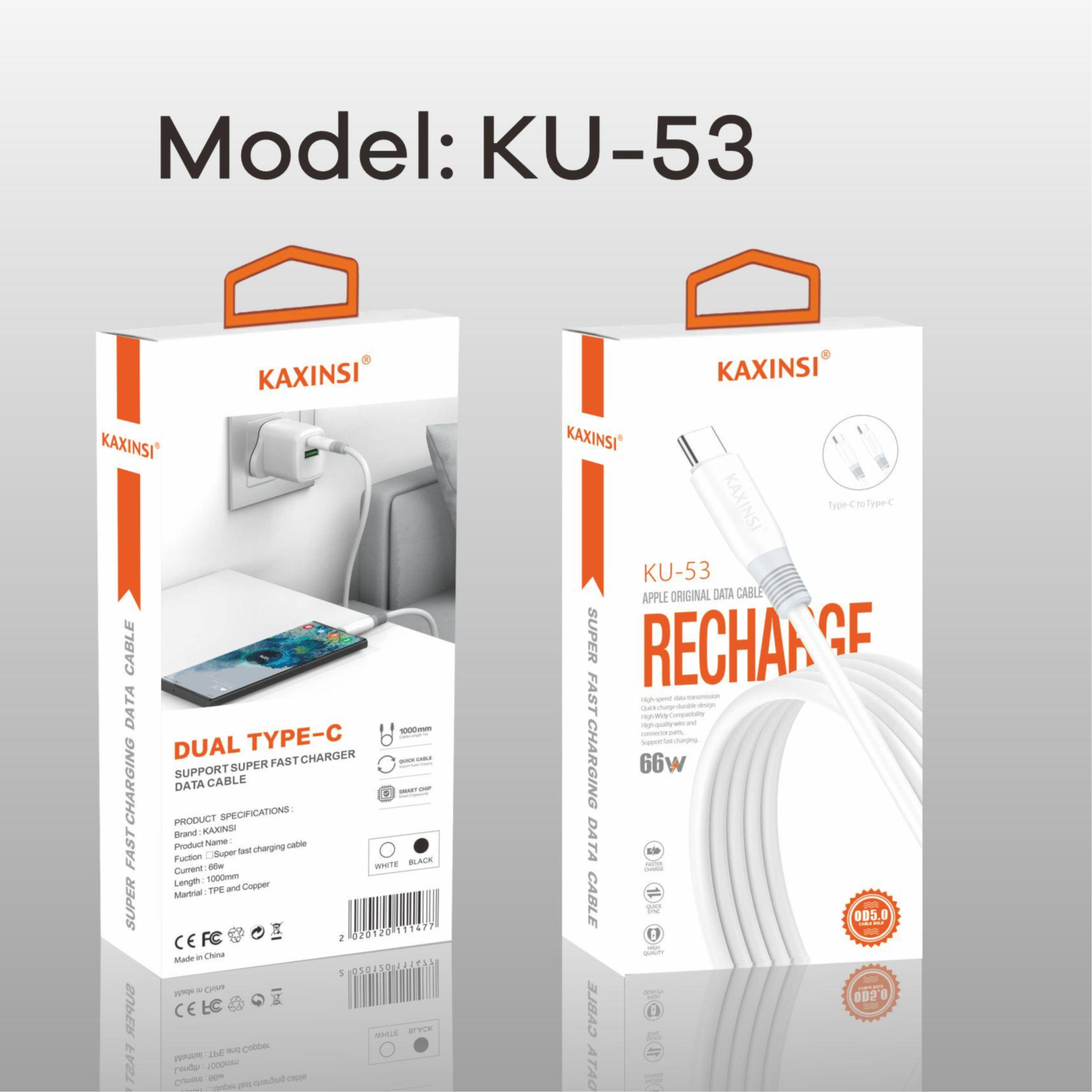 KAXINSI KU-53 1Meter 66W Super Fastcharging data cable C-C
