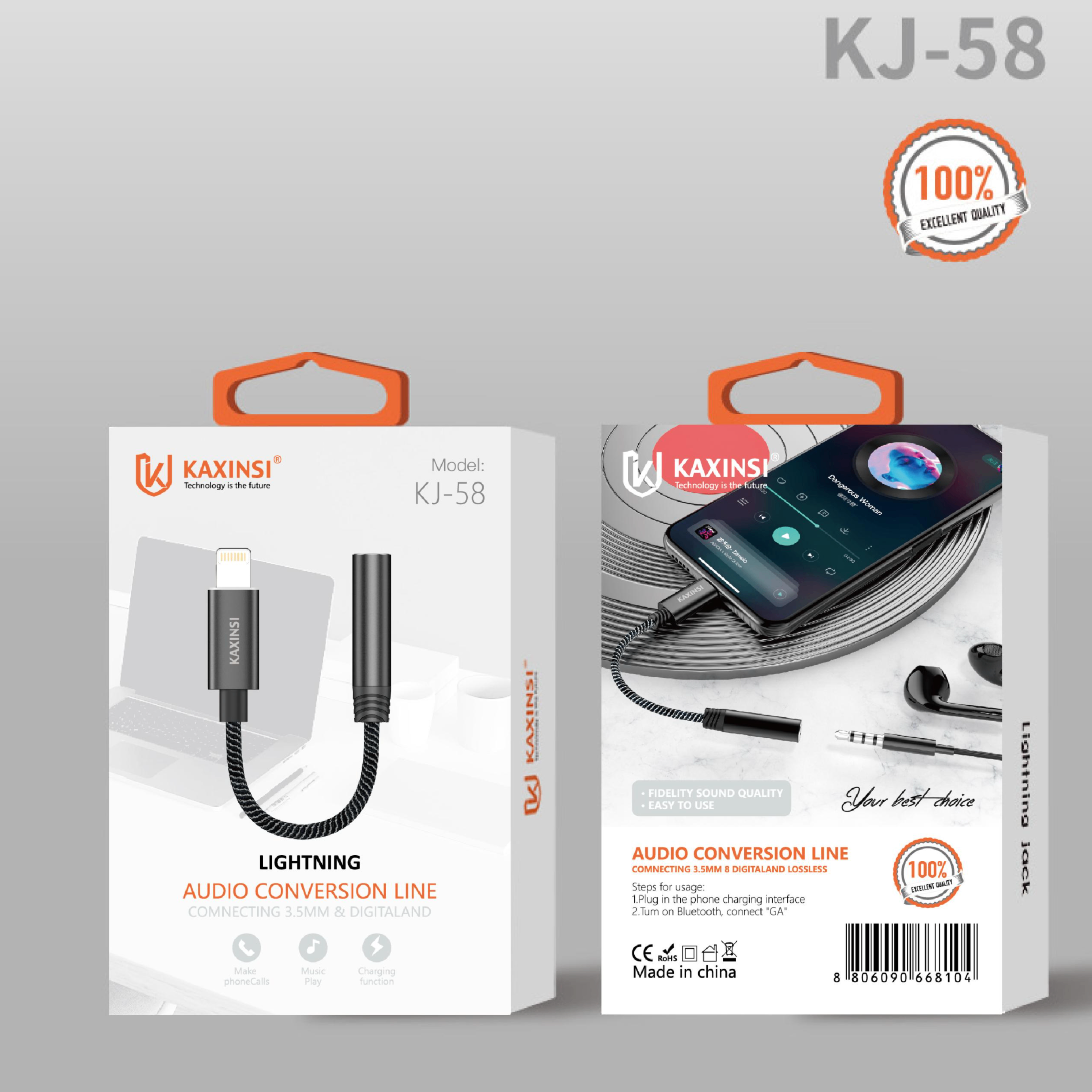 KAXINSI KJ-58  Connecting 3.5mm interface headphones in Lighting