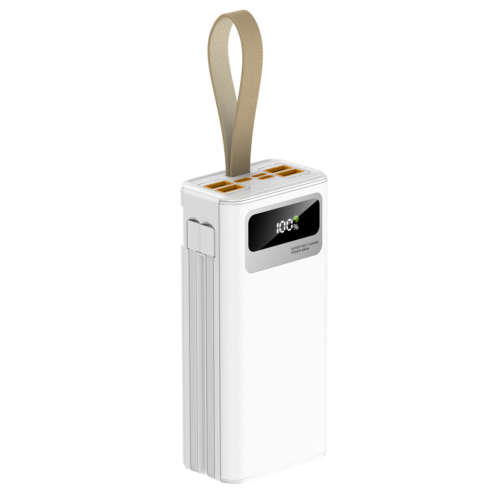 KAXINSI KP-361 30000mah 22.5W LED FastCharging Power Bank with longlightning and T-C cable output and4 USB-A and 3 USB-C