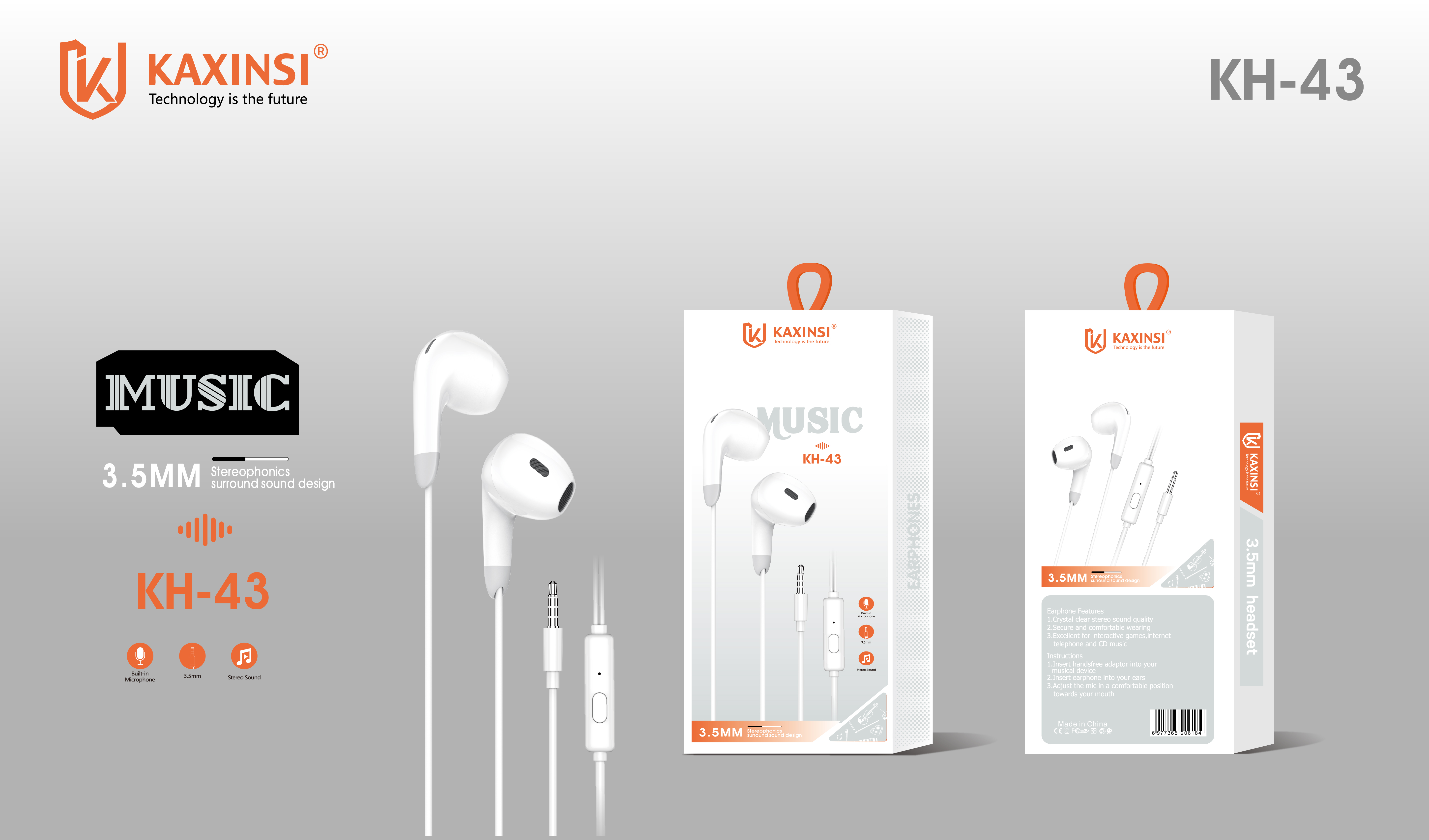 KAXINSI KH-43 Earpods with 3.5mm Connector
