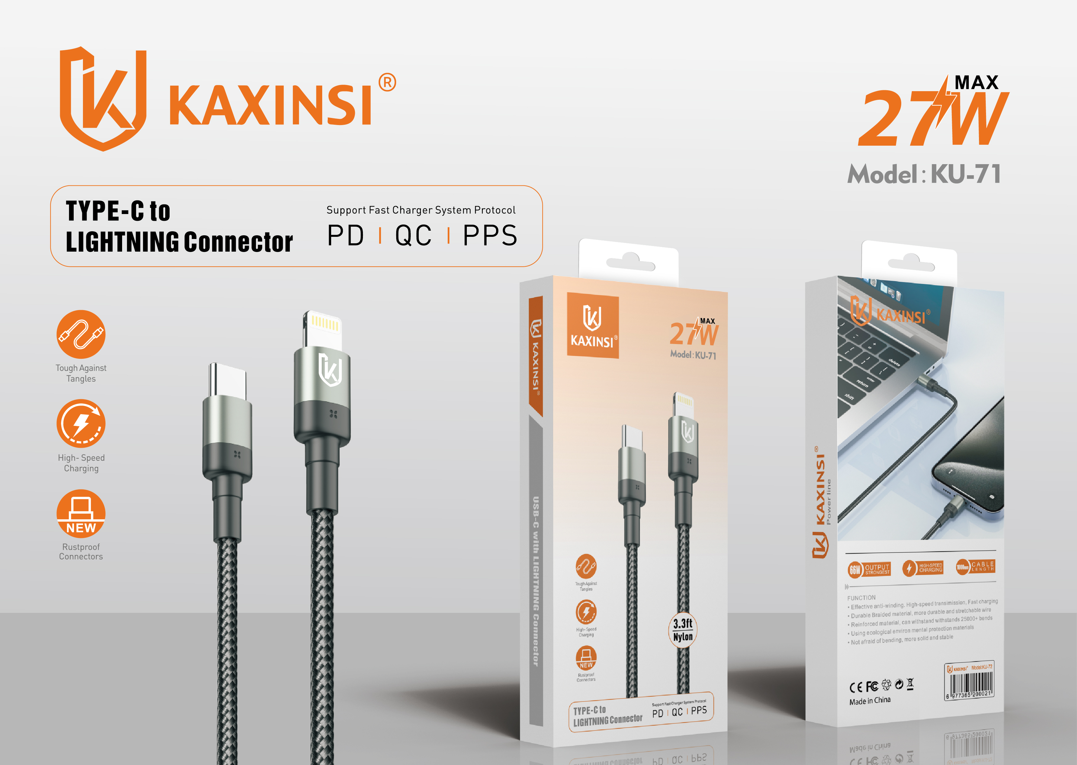 KAXINSI KU-71 Type-C to lightning data cable