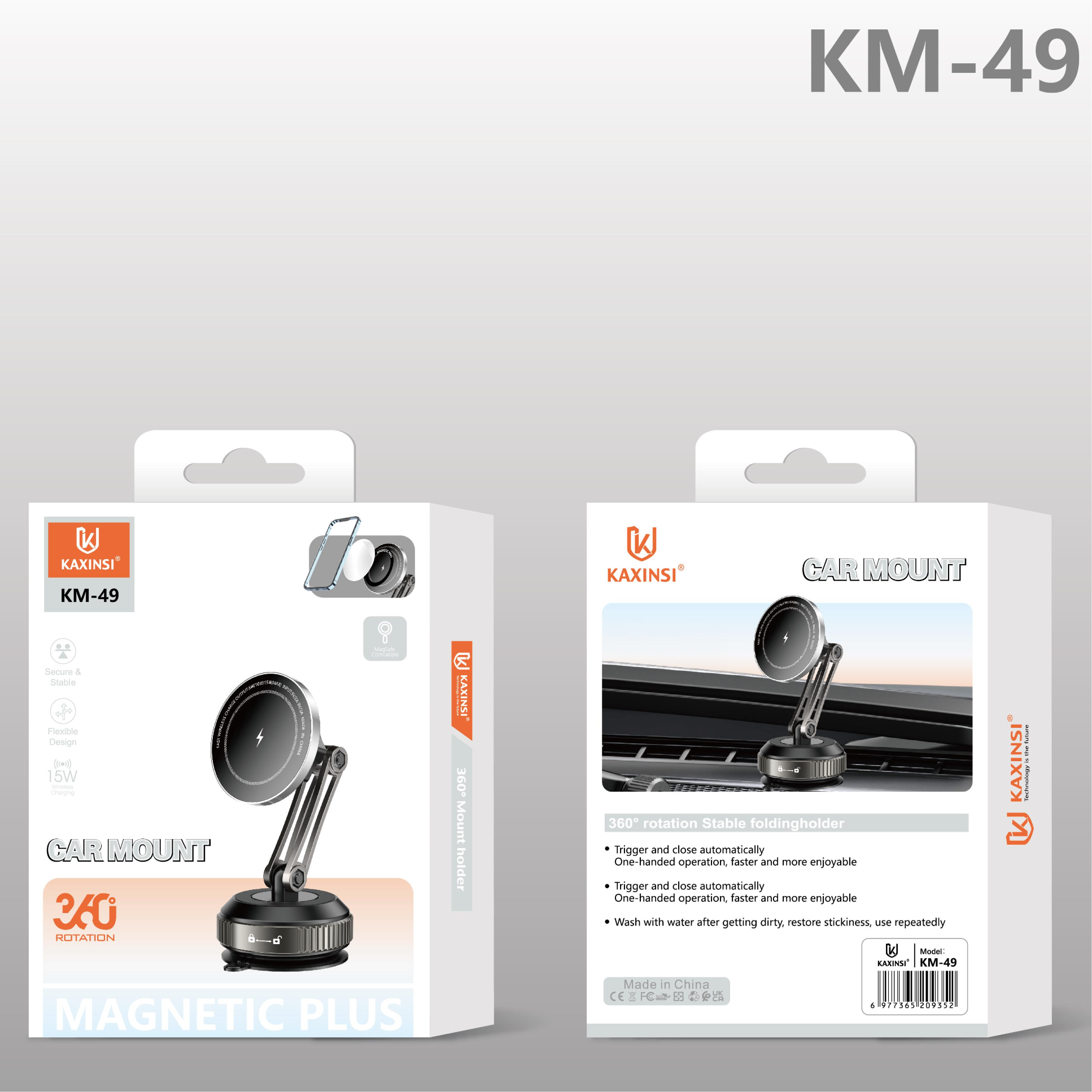 KAXINSI KM-49 360°rotation magnetic plus car mount