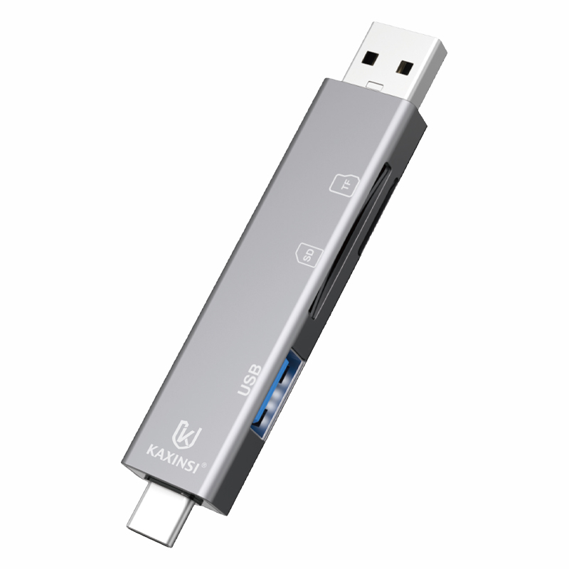 KAXINSI KJ-77 4-IN-1 Card Reader with USB-C or USB-A + SD & TF Card +USB-A