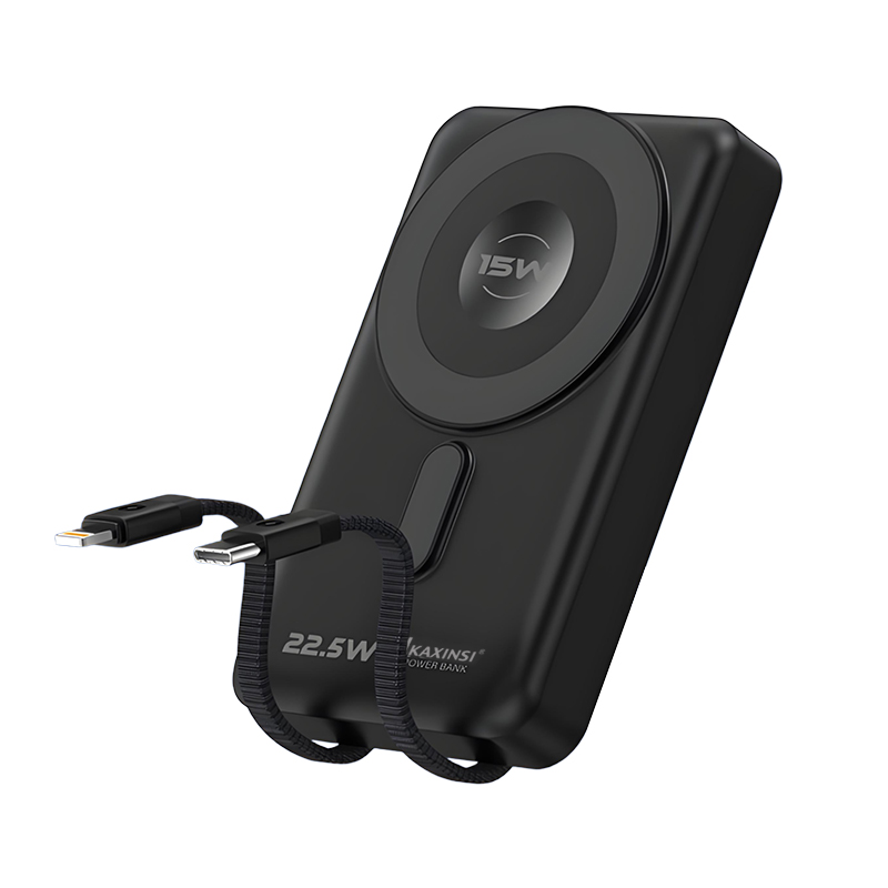 KAXINSI KP-366  10000mah 22.5W LED Fully Charging Power Bank withlightning and T-C cables and USB- C and 15w Wireless Charging and stand