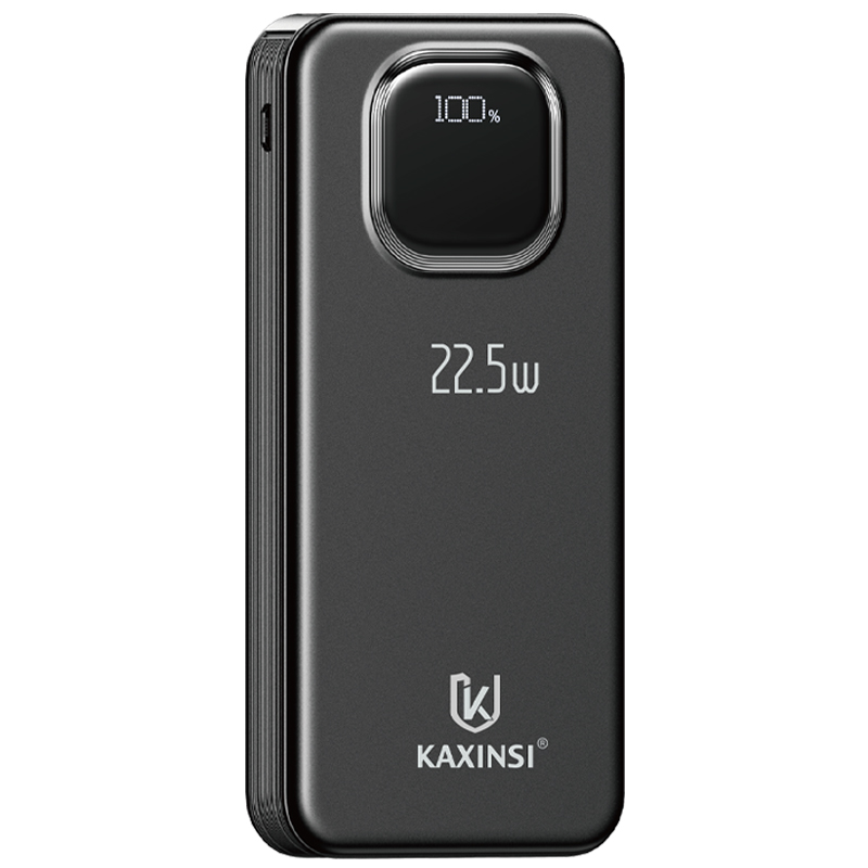 KAXINSI KP-365 10000mah 22.5W LED Fully Charging Power Bank withlightning, T-C, Micro-USB and USB-A Input cables and 2 USB-A and 1 USB-C