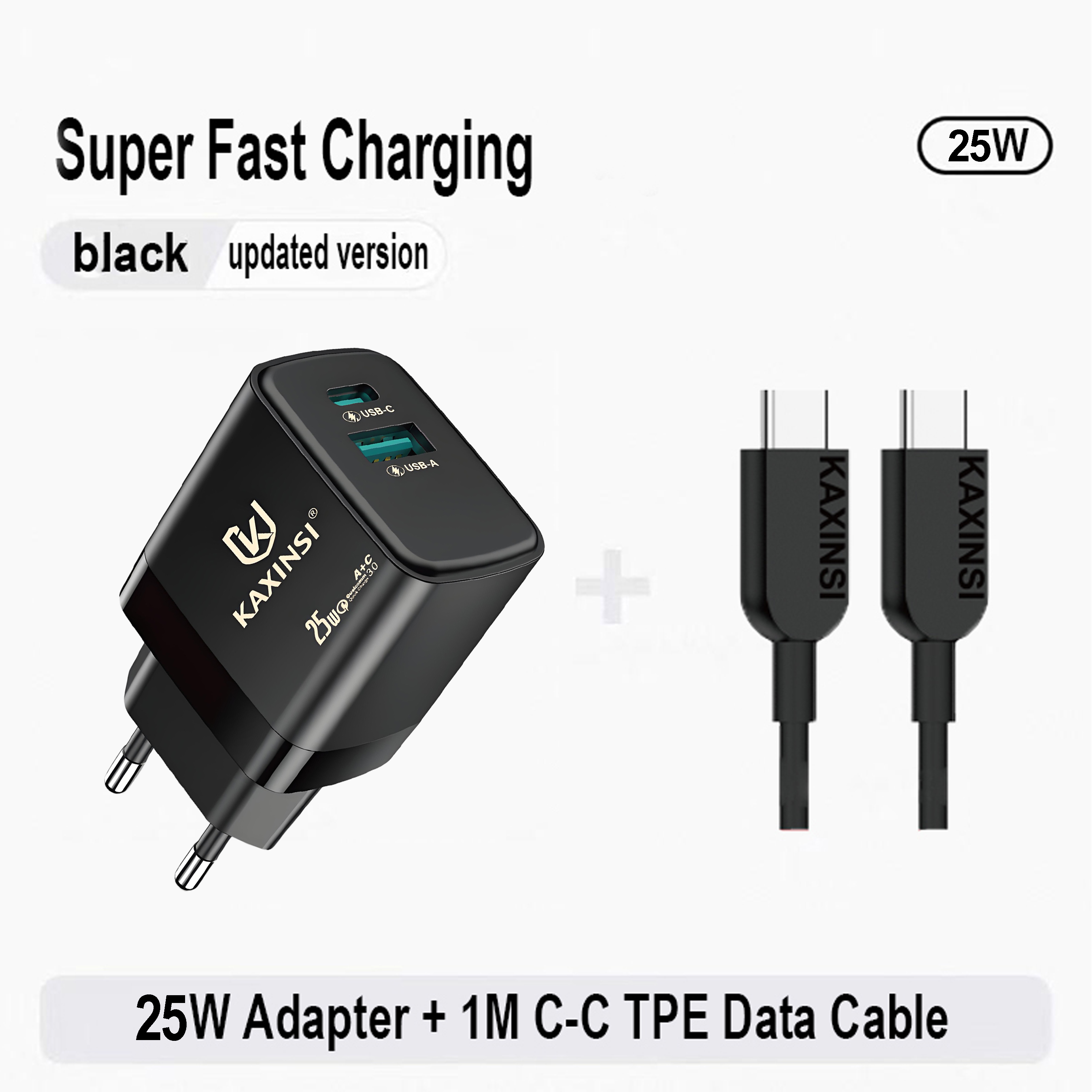 KAXINSI KC-355  EU 25W fast charging with convertible charger and USB-A+C