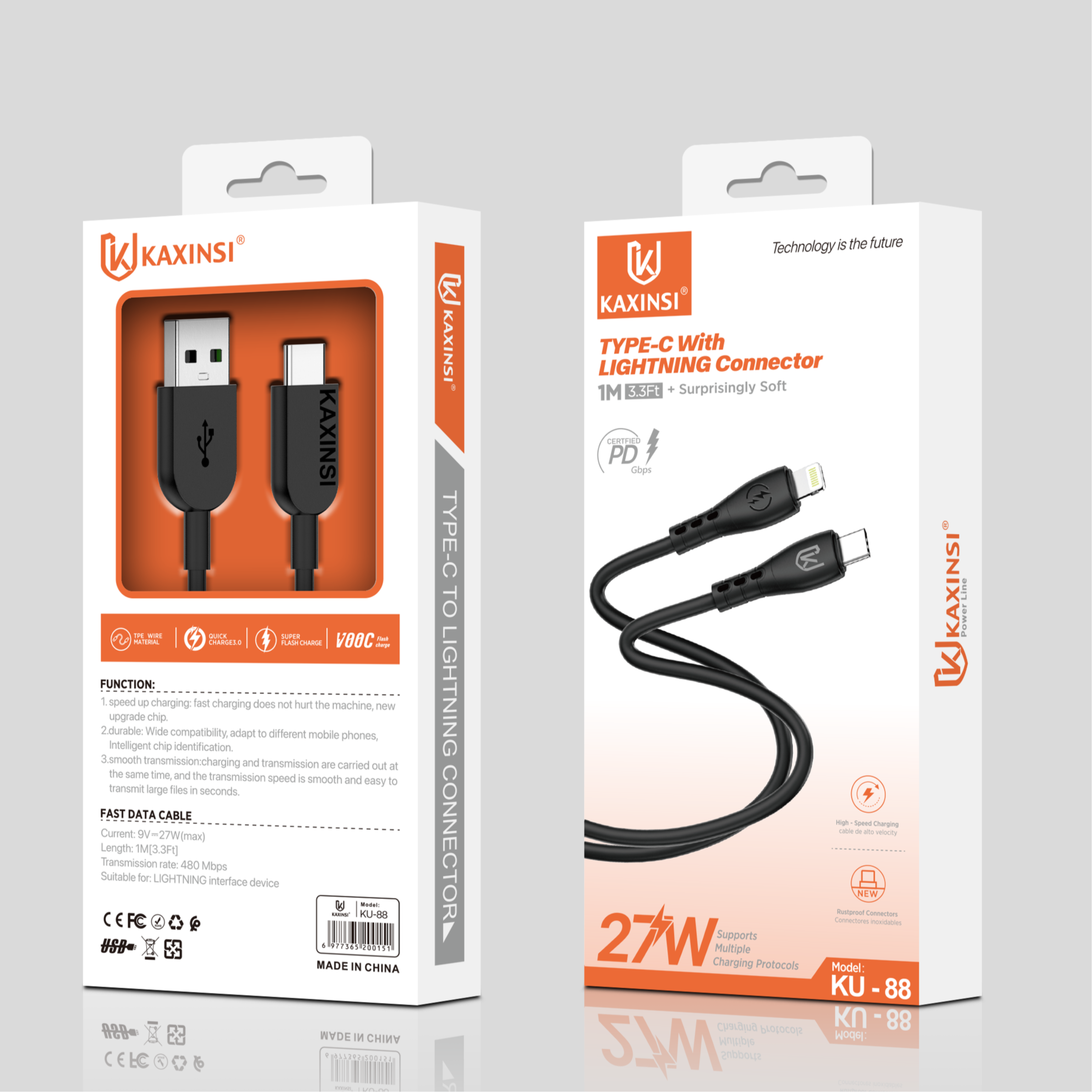KAXINSI KU-88 headphones In Type-C data cable C-Lighting