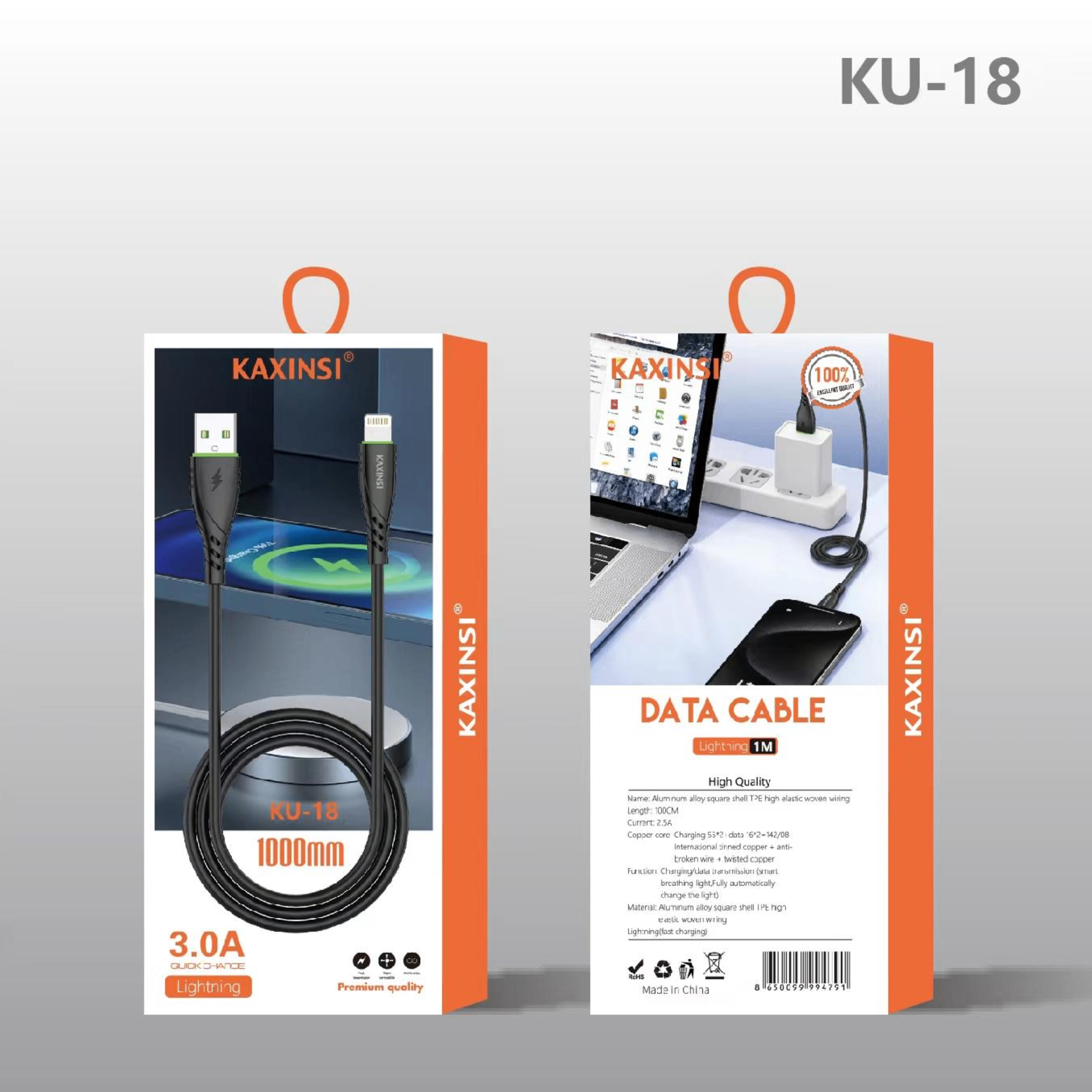 KAXINSI KU-18 1meter 3A Data cableLighting