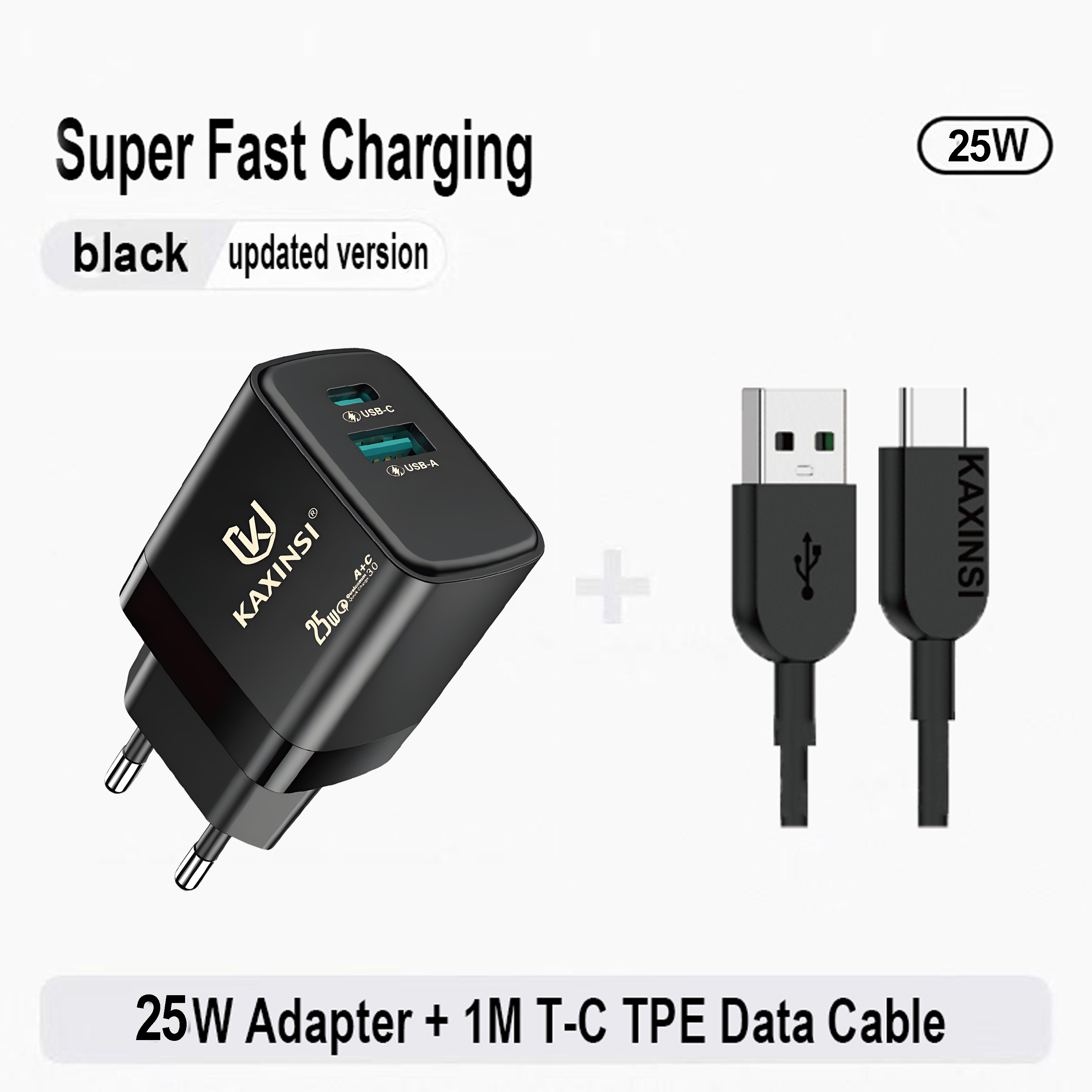KAXINSI KC-355  EU 25W fast charging with convertible charger and USB-A+C