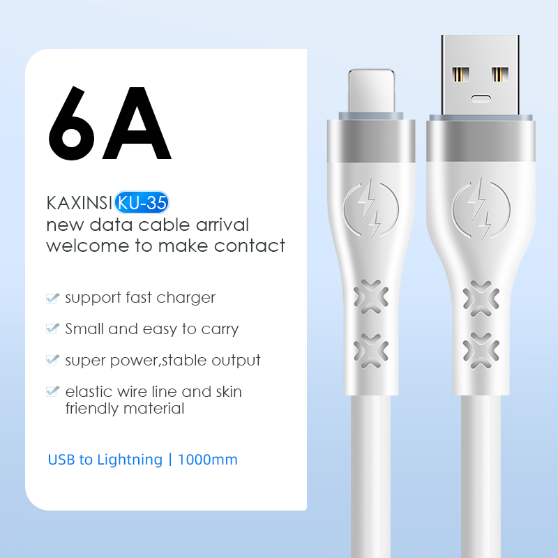 KAXINSI KU-35 OD6.0 1Meter 6A Super fast charging data cable Lighting