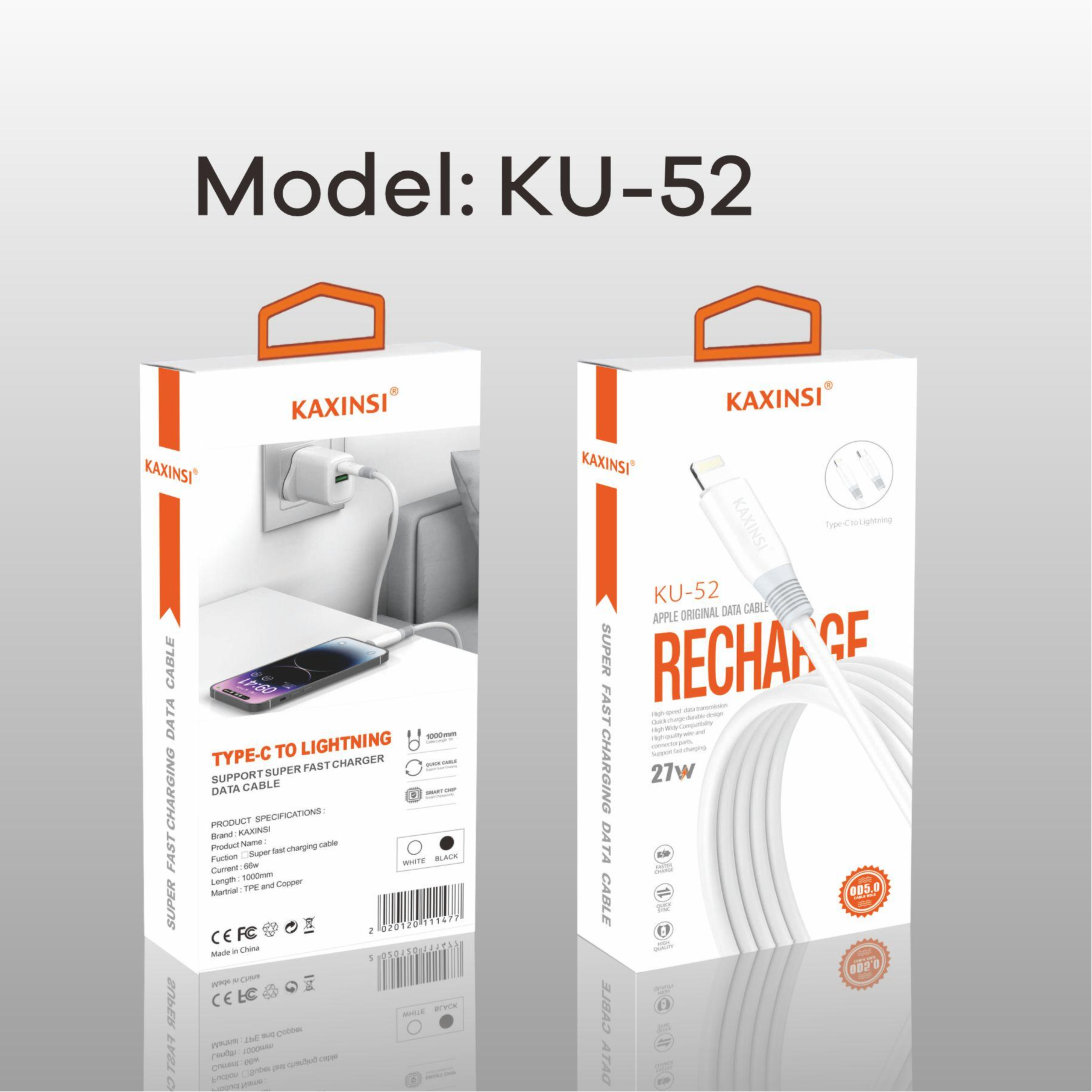KAXINSI KU-52 1Meter 27W Fast charging data cable C-Lighting