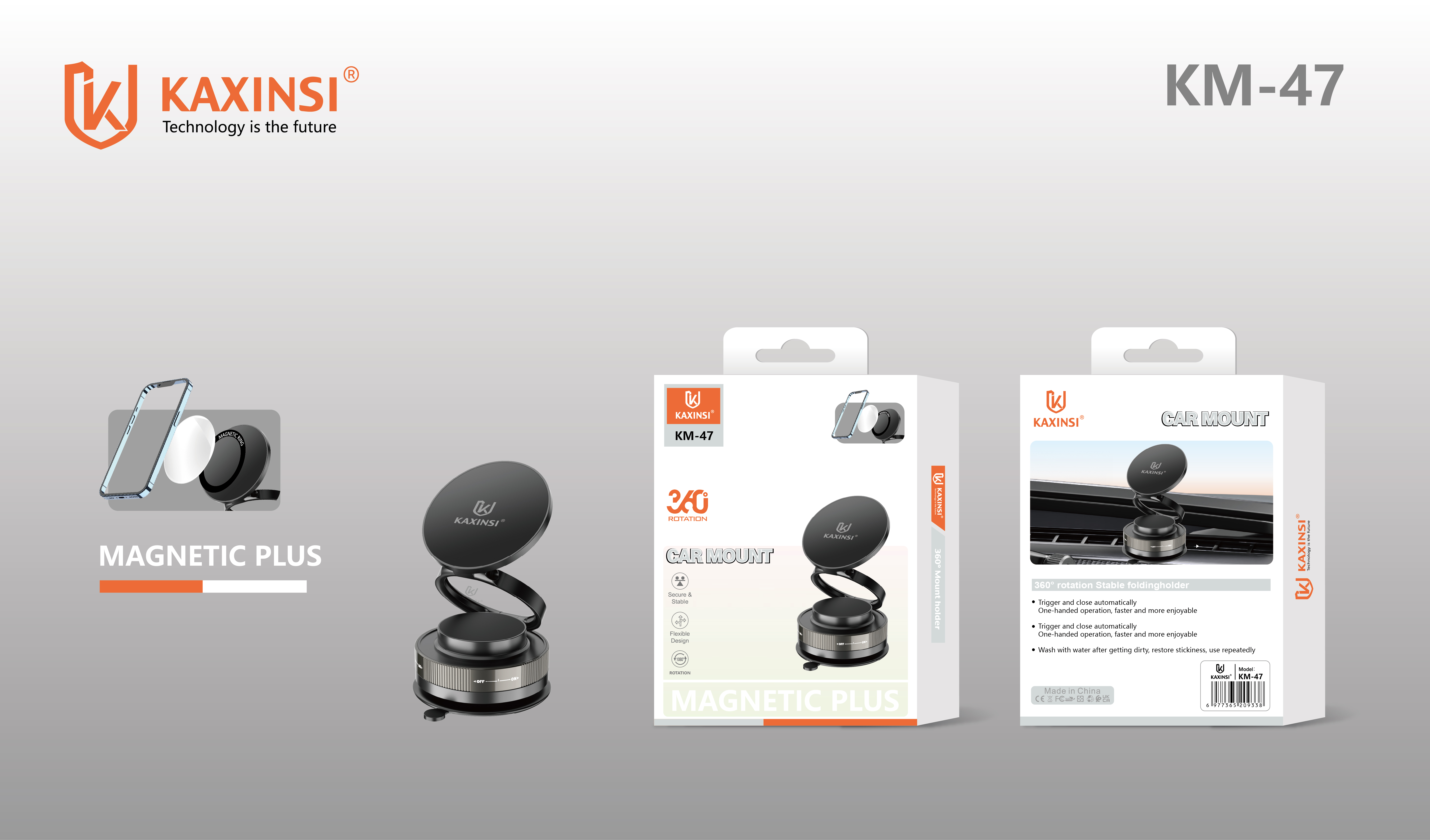 KAXINSI KM-47  360°rotation foldable car Mount