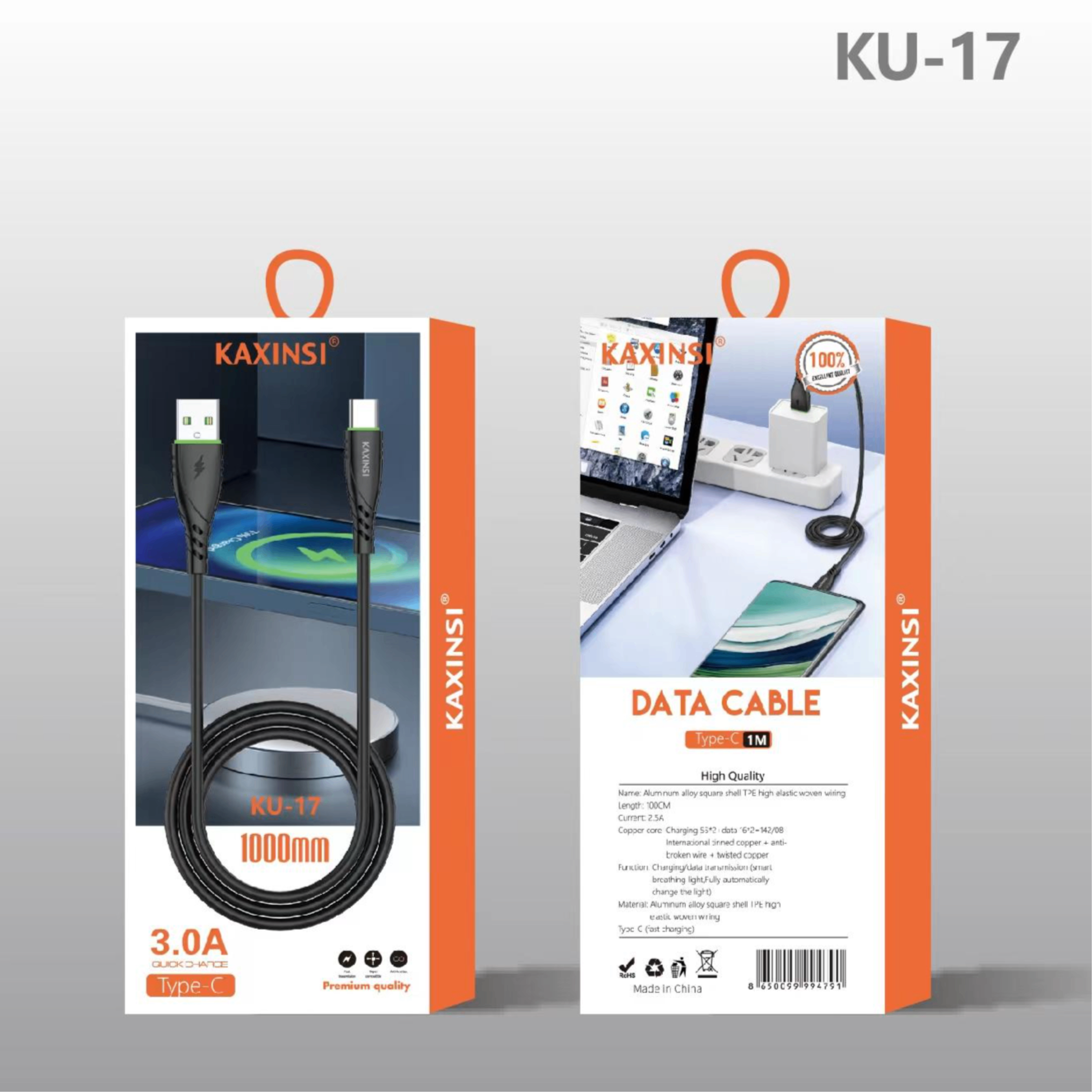 KAXINSI KU-17 1meter 3A Data cable Type-C