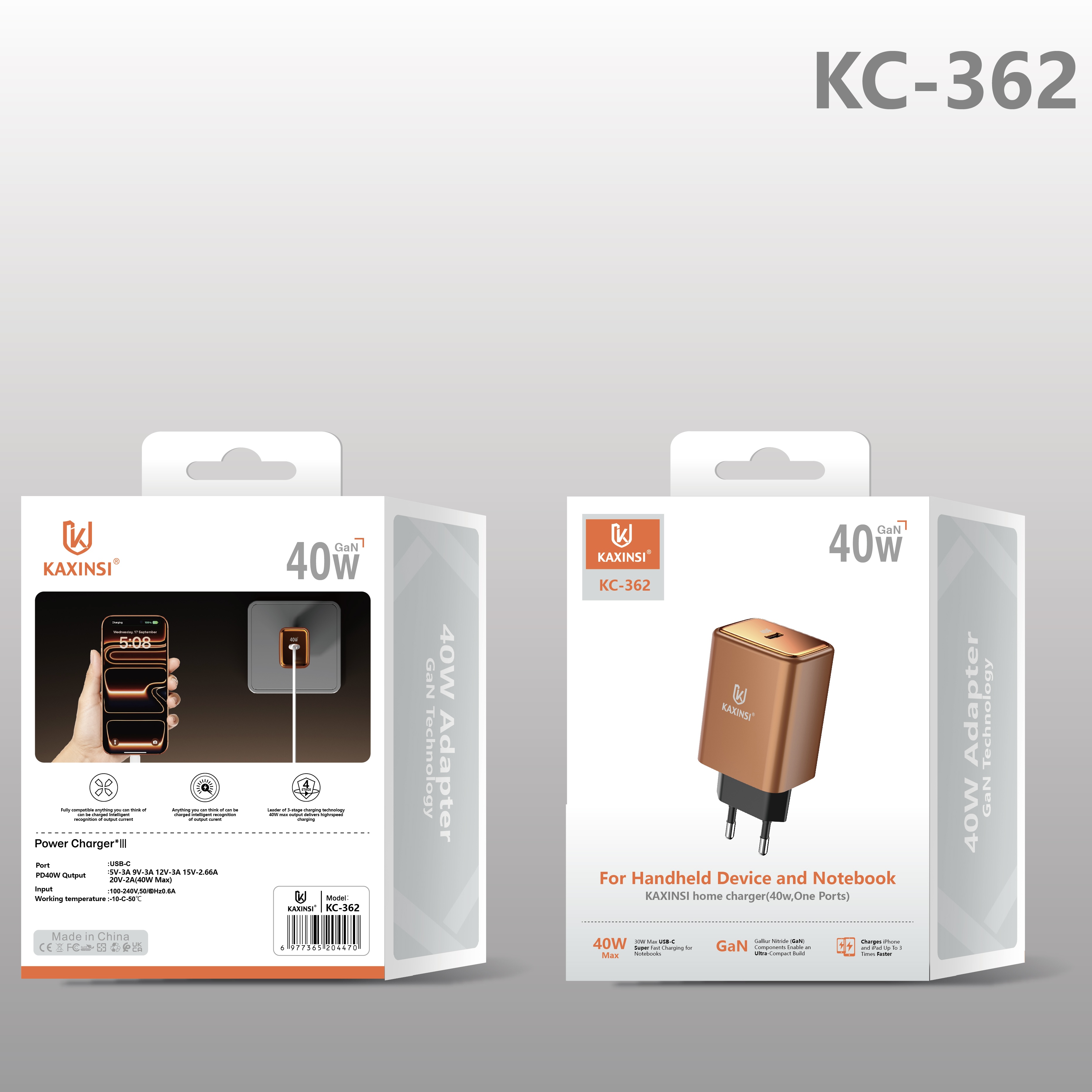 KAXINSI KC-362 EU GaN 40W fast charging with USB-C