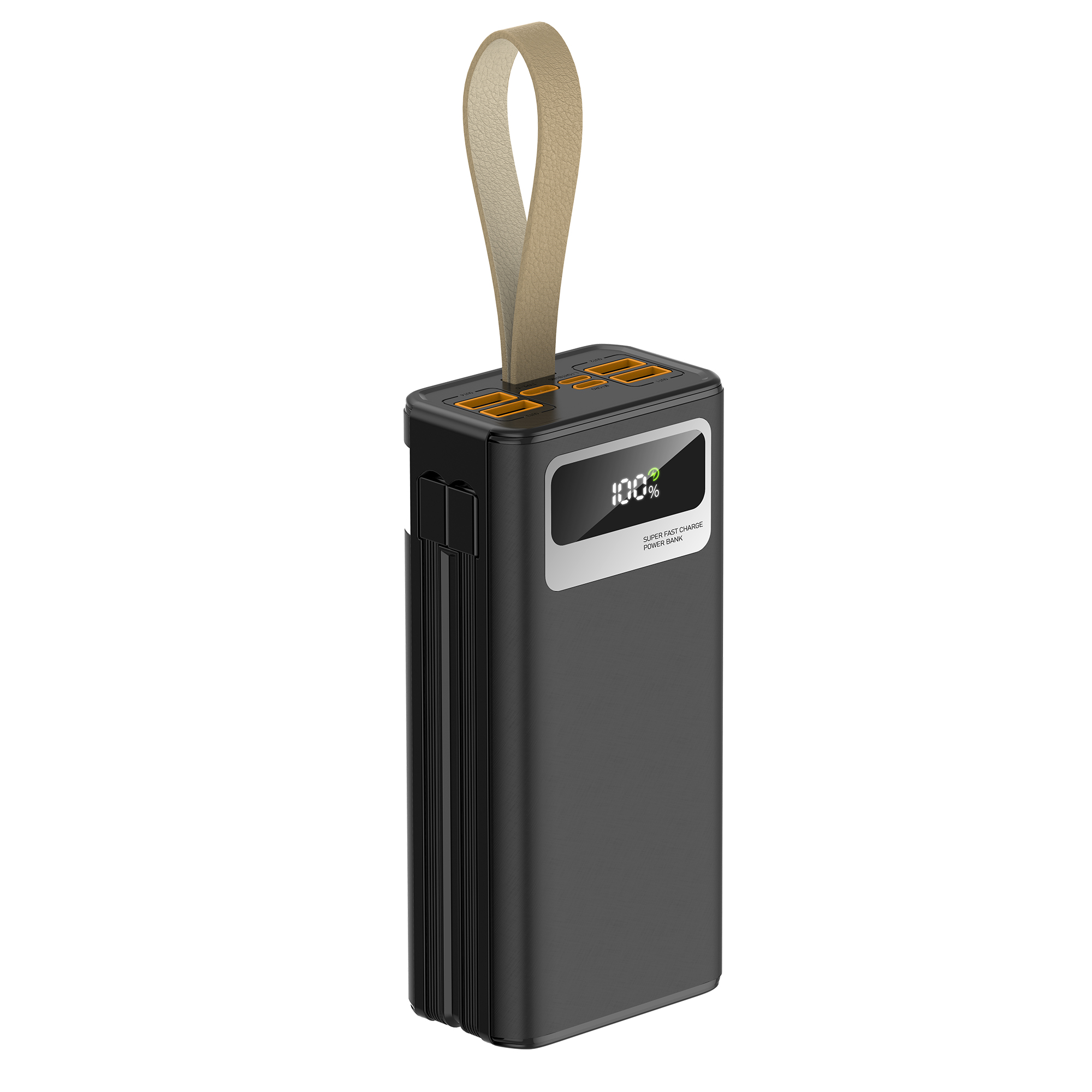KAXINSI KP-361 30000mah 22.5W LED FastCharging Power Bank with longlightning and T-C cable output and4 USB-A and 3 USB-C