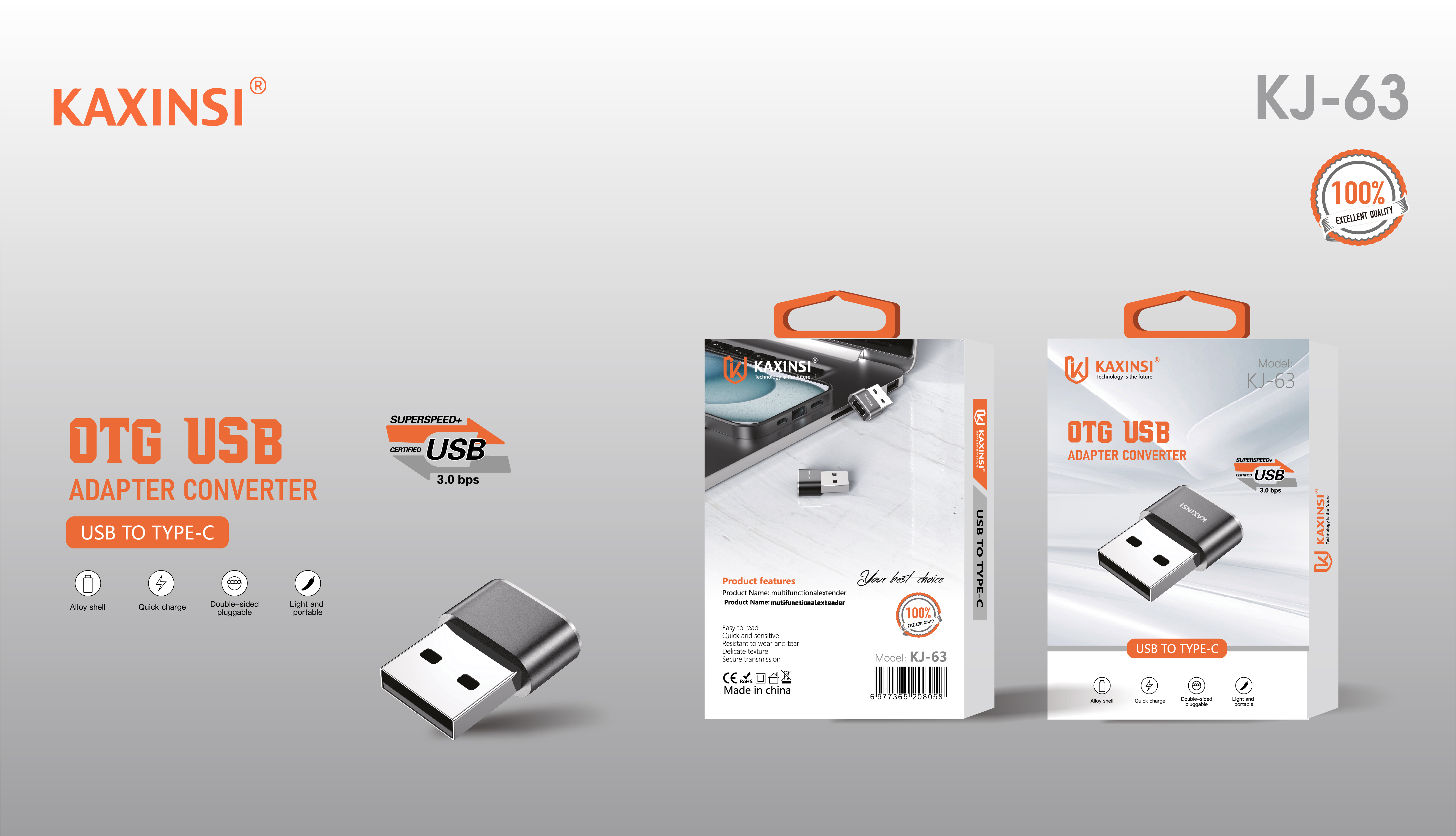 KAXINSI KJ-63 OTG USB adapter converter USB to Type-c