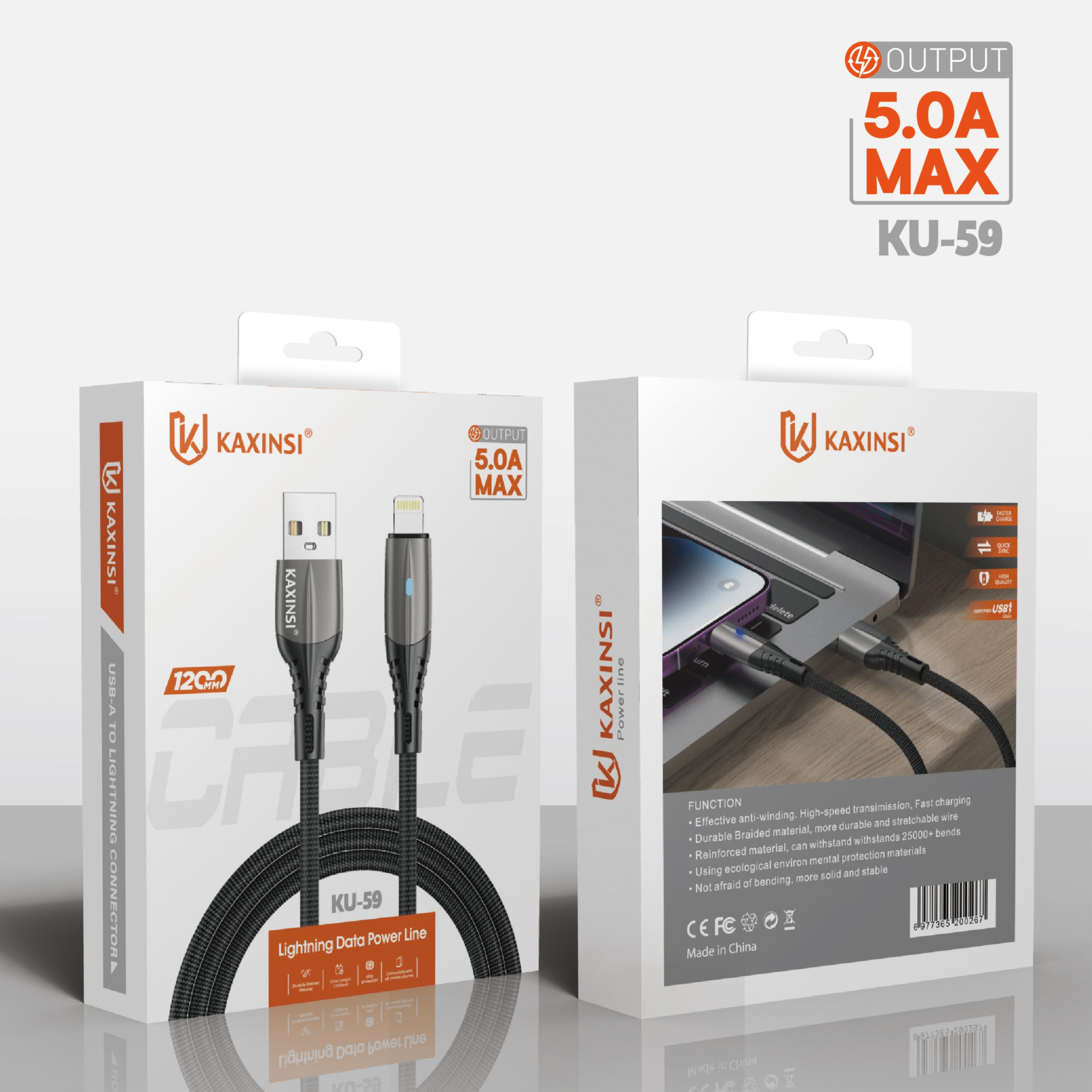 KAXINSI KU-591.2Meter 5A Fast chargingLed data cable Lighting
