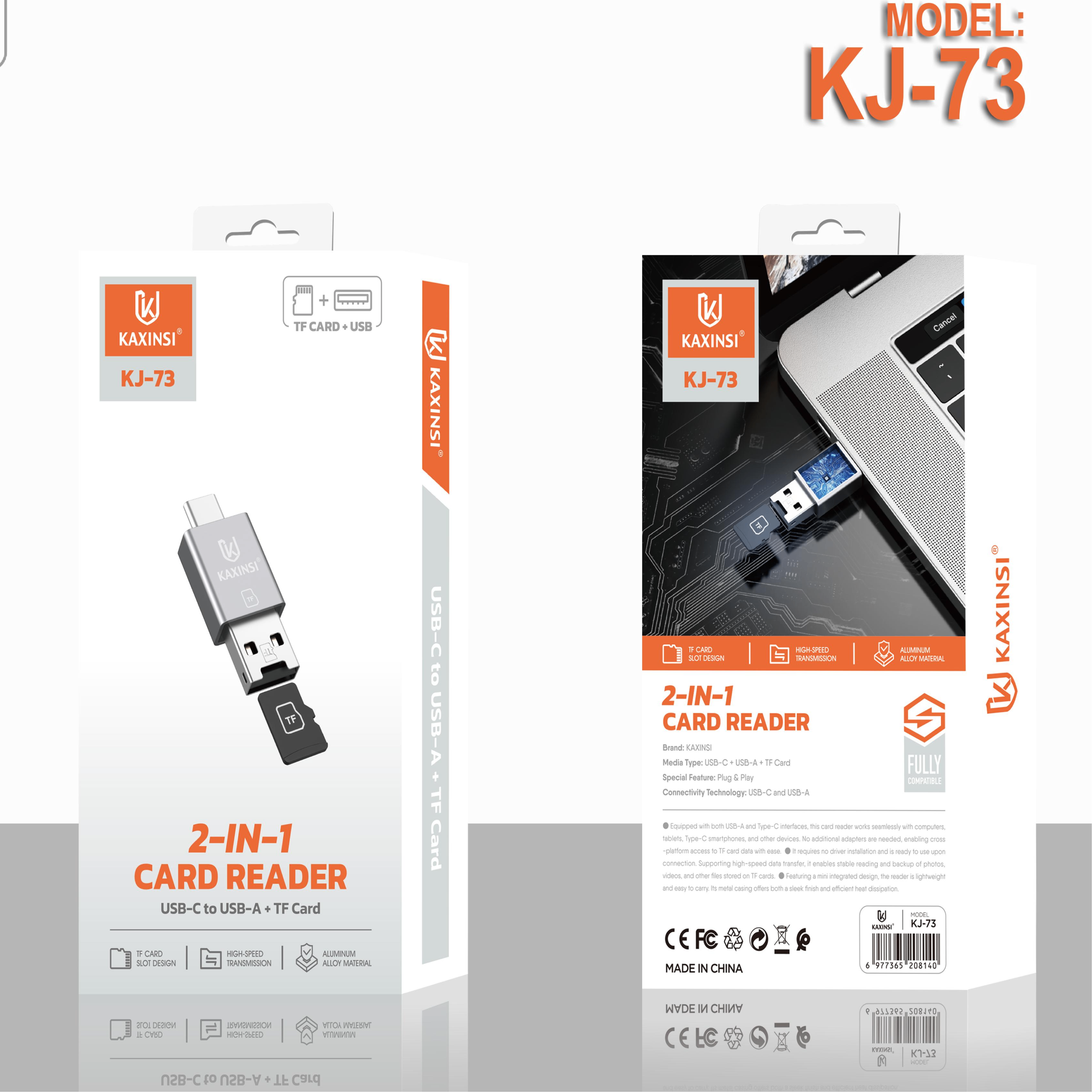 KAXINSI KJ-73 2 IN 1 Card Reader USB-C to USB-A + TF Card