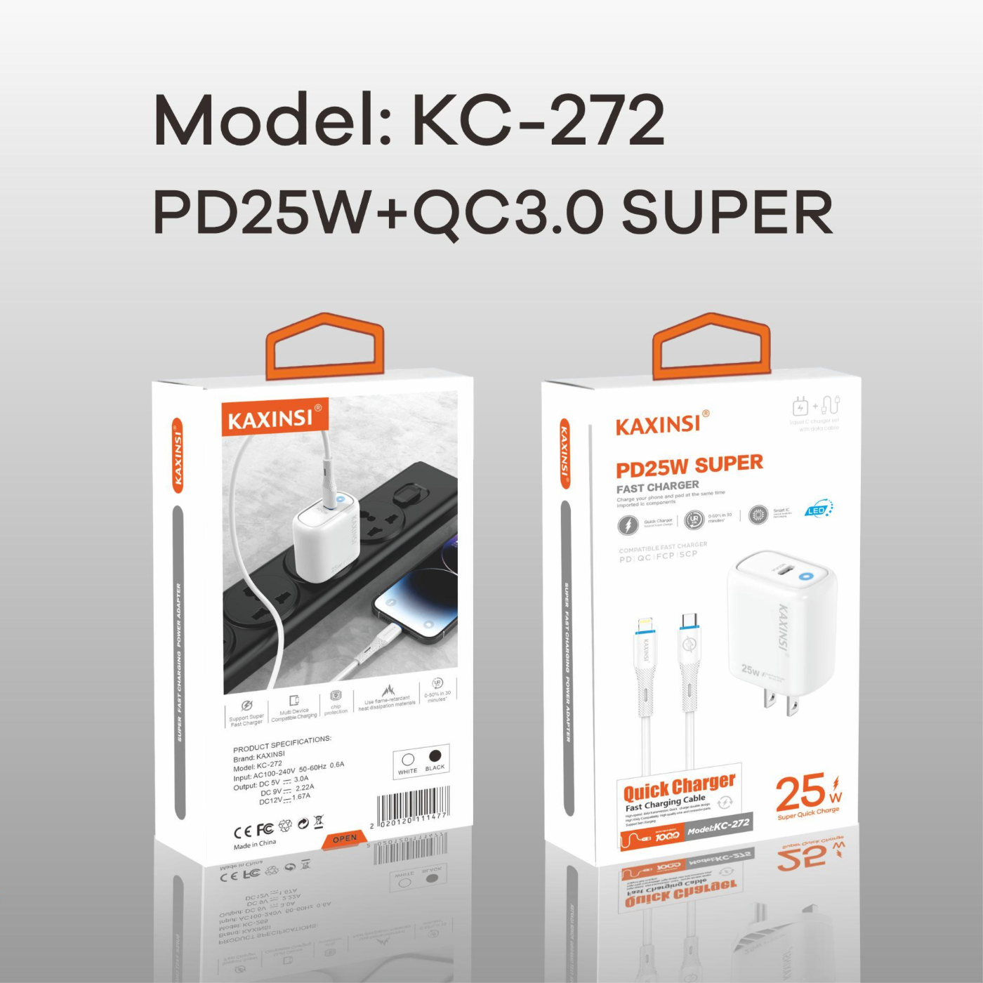 KAXINSI KC-272 US 25W fast charging with USB-C and PD cable