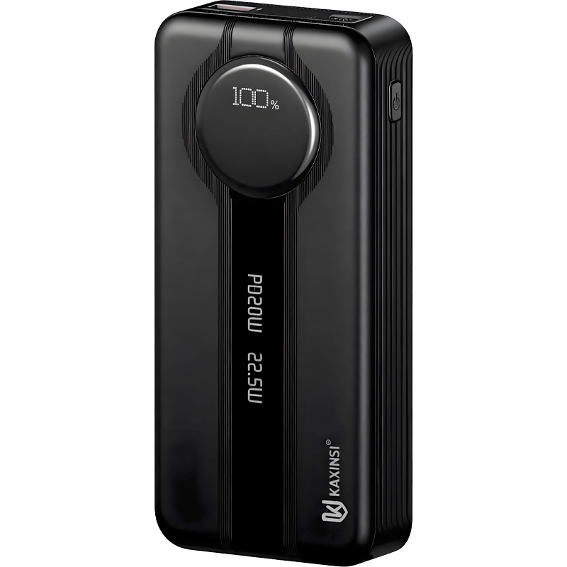 KAXINSI KP-363 20000mah 22.5W LED Fully Charging Power Bank withlightning and T-C cable output and USB-A and USB-C