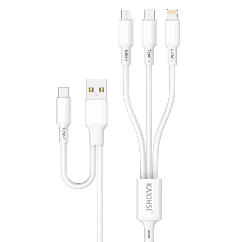 KAXINSI KU-66 3A 5 in 1 Surprisingly soft PD+USB charging cable with multi functional travel data cable