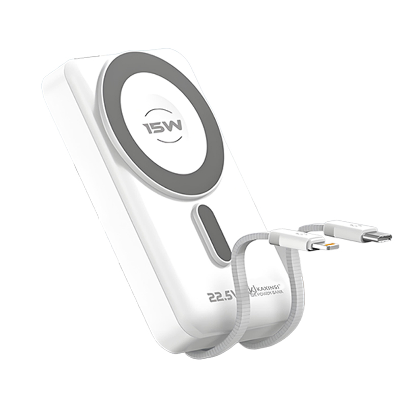 KAXINSI KP-366  10000mah 22.5W LED Fully Charging Power Bank withlightning and T-C cables and USB- C and 15w Wireless Charging and stand