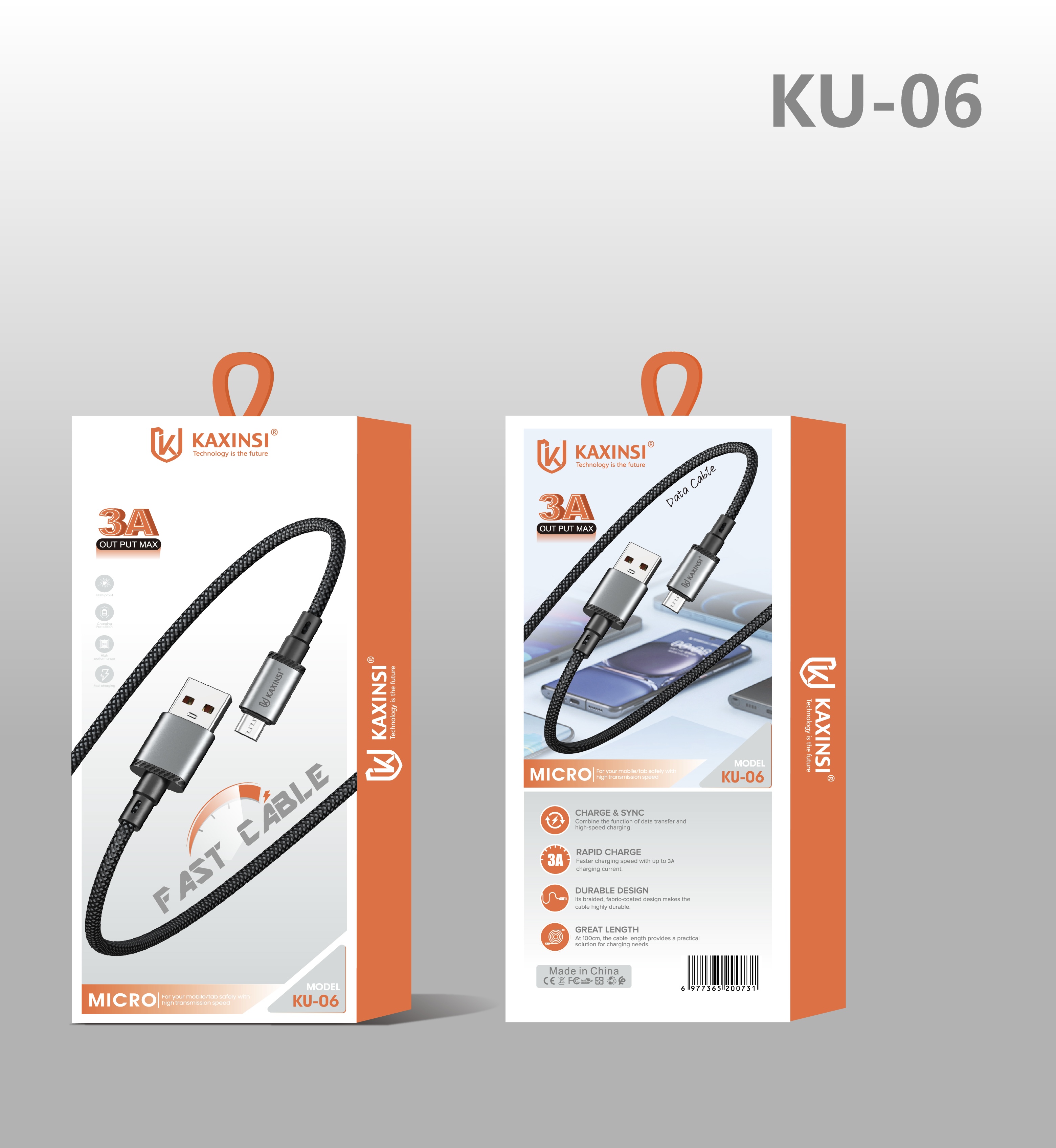 KAXINSI KU-06 3A Weave wire material Micro data cable
