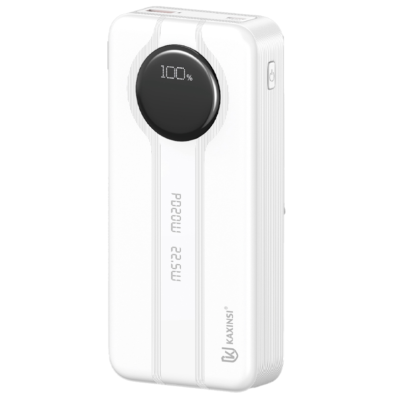 KAXINSI KP-363 20000mah 22.5W LED Fully Charging Power Bank withlightning and T-C cable output and USB-A and USB-C