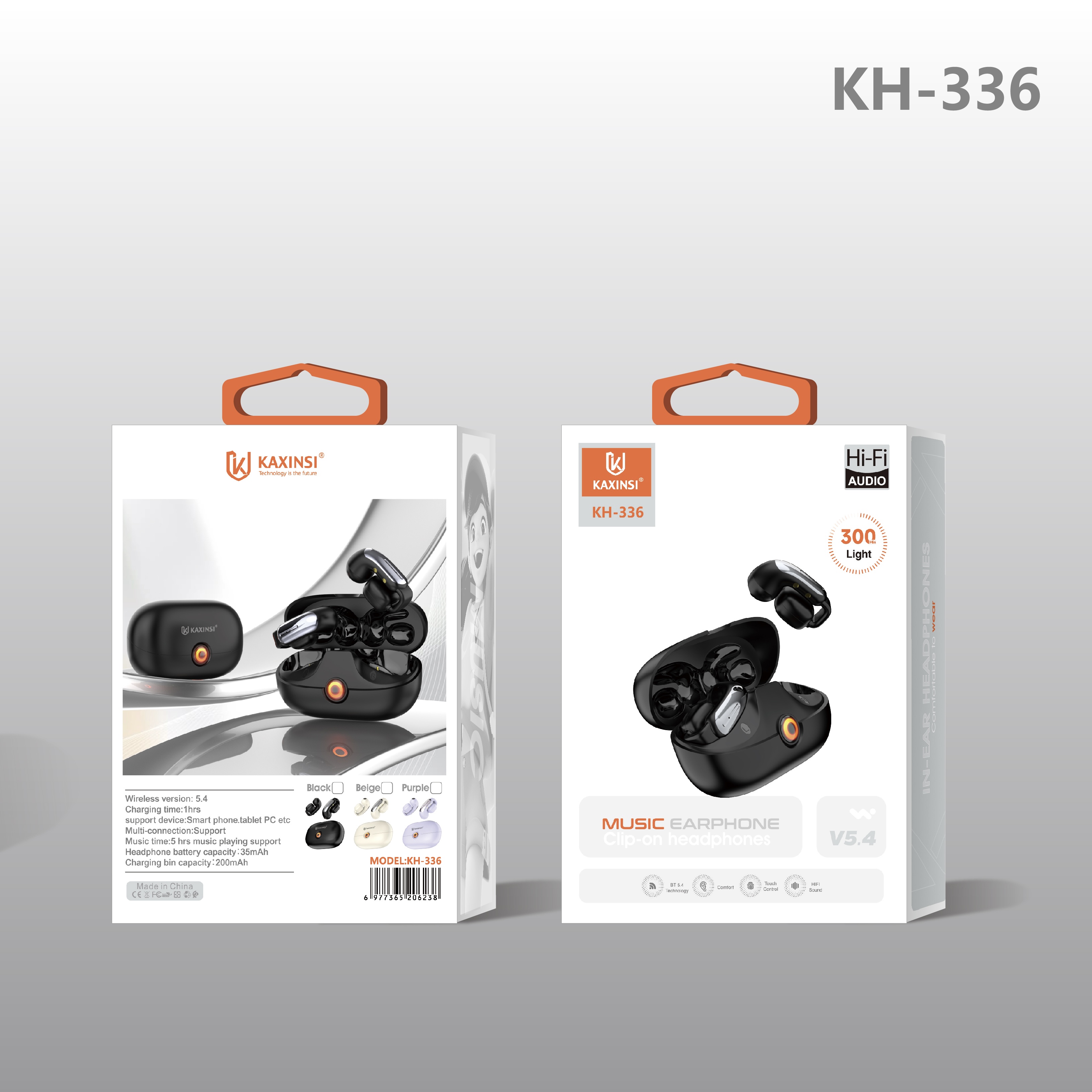 KAXINSI KH-336 V5.4 Clip-on wireless music earphone
